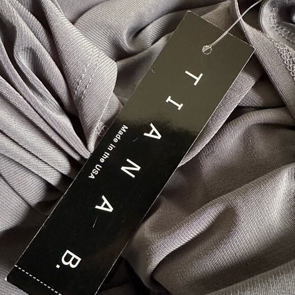 NEW Tiana B Cocktail Dress Embellished Grey Silver Stones Stretch Jacket Overlay - Picture 5 of 10